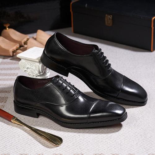 New Leather Shoes Men's First Layer Cowhide Business Formal Men's Shoes British Classic Three Joint Office Party Shoes Men