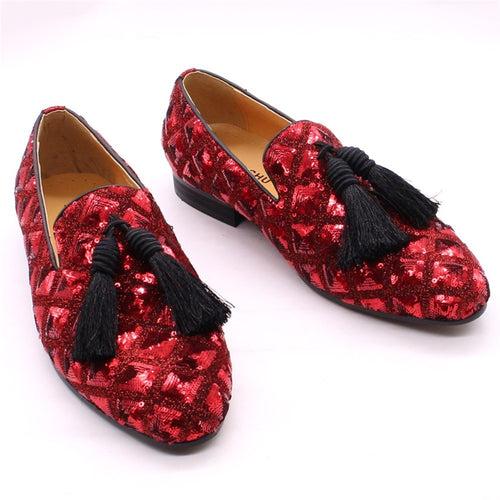 Cross-Border Hot plus Size Tassel Loafers Men's Fashionable Sequins Men's Slip-on Wedding Shoes European and American Dinner Party Shoes