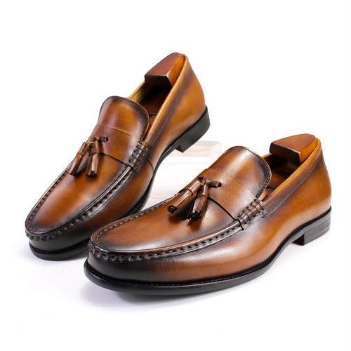 Loafers Men's Classic Tassel Slip-on Genuine Leather Men's Shoes Rubber Wear-Resistant Outsole Handmade Leather Shoes Men