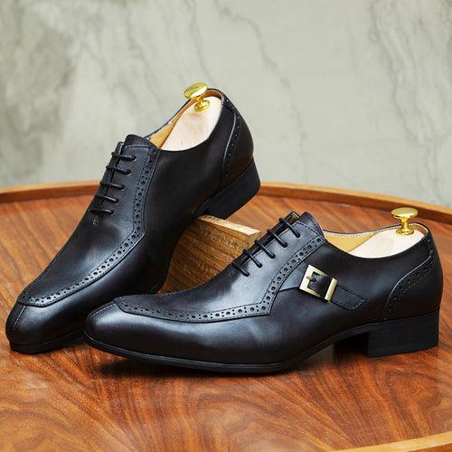 Men's Leather Shoes Leather Business Office Wedding Shoes Oxford Shoes Men's Brogue Formal Wear High-End Casual Men's Shoes Cross-Border