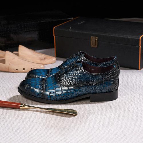 Men's Leather Shoes New Fashion Crocodile Embossed Leather Shoes Men's Business Casual Men's Shoes Cowhide Fashion Shoes Cross-Border