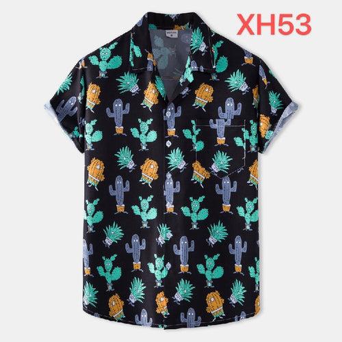 Hawaii series beach style high quality suit collar short-sleeved floral shirt for men and teenagers drop shipping