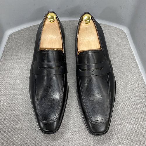 Classic Italian Style Loafers Cowhide Business Formal Wear Shoes Slip-on Leather Shoes Men's Genuine Leather Men Shoe