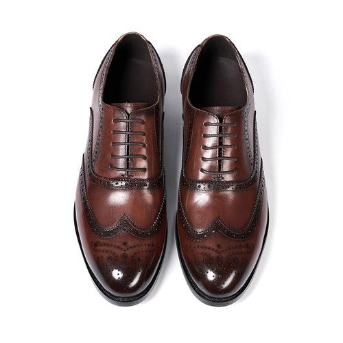 Cross-Border British Brogue Business Leather Shoes Men's Gentlemen's Shoes Japanese Pointed Toe Handmade Genuine Leather Men's Shoes Wedding Dress Shoes