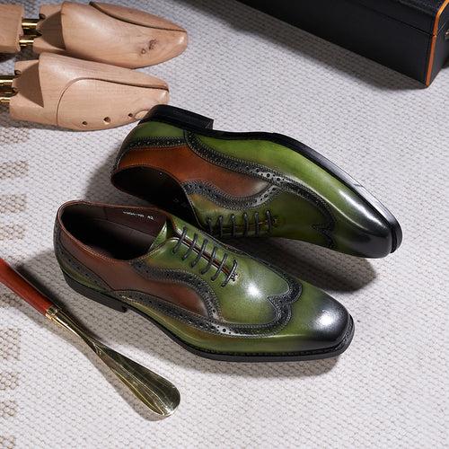 Factory Wholesale Pointed Leather Shoes Men's British Business Dress Genuine Leather plus Size Oxford Shoes Trend Multicolor Handmade Men's Shoes