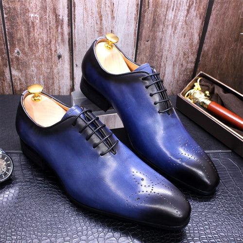 Leather Shoes Men's Hand-Rub Color Genuine Leather Men's Shoes Pointed Toe Business Men's Leather Shoes Cross-Border Supply Men's Shoe