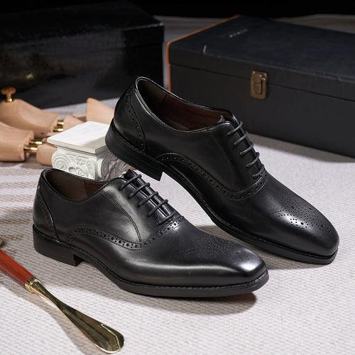 Leather Shoes Men's Business High-End Classic Oxford Shoes First Layer Cowhide Breathable Formal Suit Office Wedding Gentleman Men's Shoes