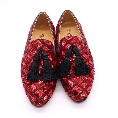 Cross-Border Hot plus Size Tassel Loafers Men's Fashionable Sequins Men's Slip-on Wedding Shoes European and American Dinner Party Shoes