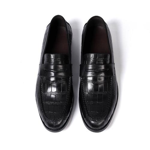 High-End Men's Leather Stone Embossed Loafers Business Formal Wear Leather Shoes Men's Black Wine Red Fashion Shoes