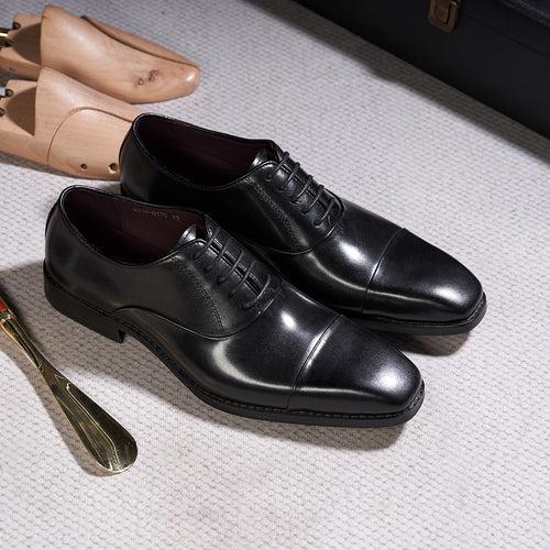 New Leather Shoes Men's First Layer Cowhide Business Formal Men's Shoes British Classic Three Joint Office Party Shoes Men