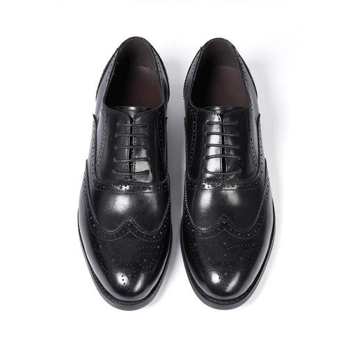 Cross-Border British Brogue Business Leather Shoes Men's Gentlemen's Shoes Japanese Pointed Toe Handmade Genuine Leather Men's Shoes Wedding Dress Shoes