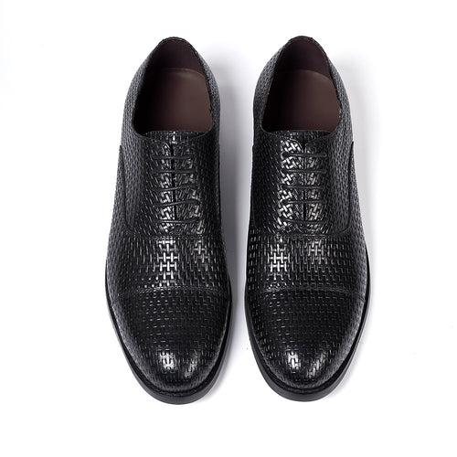 Cross-Border 2023 New Business Leather Shoes Formal Men's Shoes Three-Joint Woven Embossed Cowhide Men's Shoes 39-46