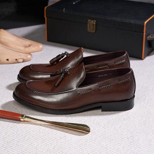 New Tassel Loafers Men's Genuine Leather Pointed Slip-on Men's Shoes Business Casual Leather Shoes Men's Dress Shoes