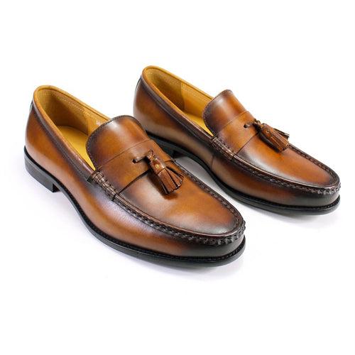 Loafers Men's Classic Tassel Slip-on Genuine Leather Men's Shoes Rubber Wear-Resistant Outsole Handmade Leather Shoes Men