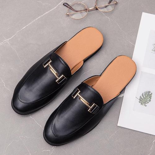 new summer half slippers men's tide net red Vietnam English wind Baotou leather sandals with lazy half sandals