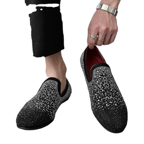 European station trendy brand CL same style rhinestone loafers lazy one-kick bean shoes hot diamond driving men's shoes