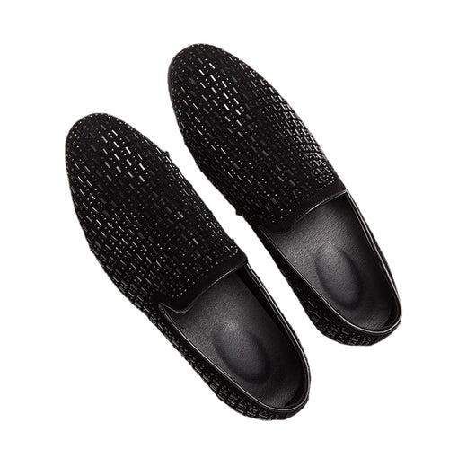 A foot leather shoes men's   nightclub British Korean version of the big bean shoes water drill casual shoes hairstylist men's shoes