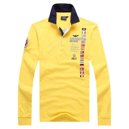 long sleeve T-shirt men's pure color men's polo shirt