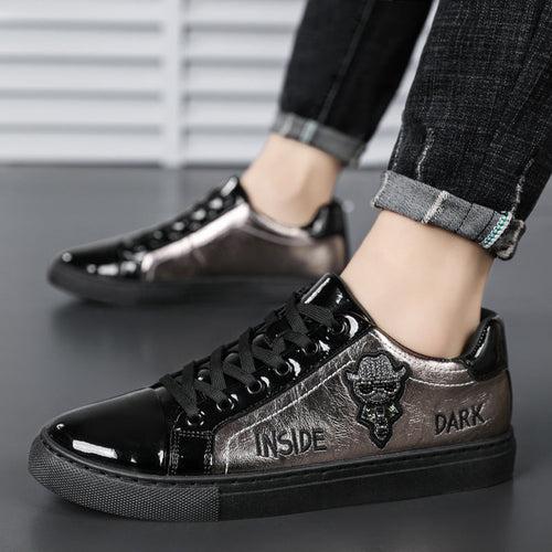 Men's Shoes Summer   New Trendy Versatile Low-Top Flat Shoes Men's Black Casual Leather Shoes Trendy Shoes