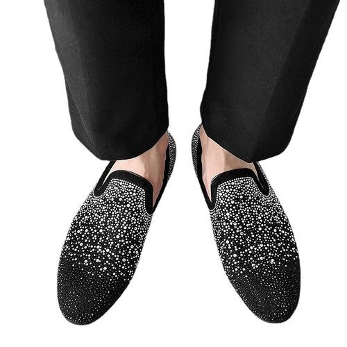 European station trendy brand CL same style rhinestone loafers lazy one-kick bean shoes hot diamond driving men's shoes