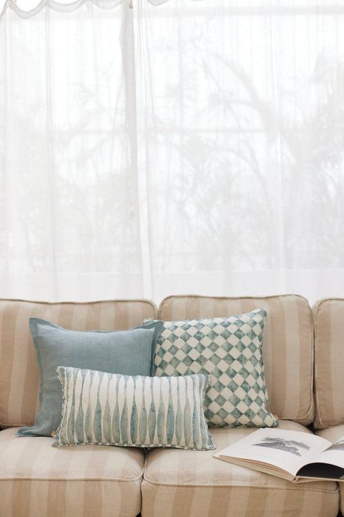 Ripple Blue Oblong Linen Cushion Cover by Sanctuary Living