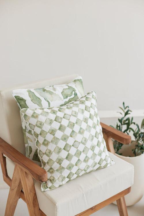 Checker Green Oblong Cushion Cover by Sanctuary Living