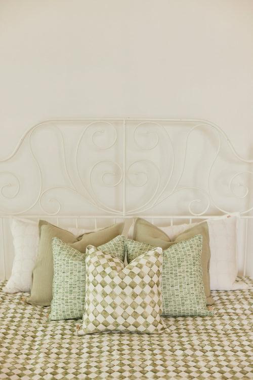Checker Green Linen Bedspread by Sanctuary Living