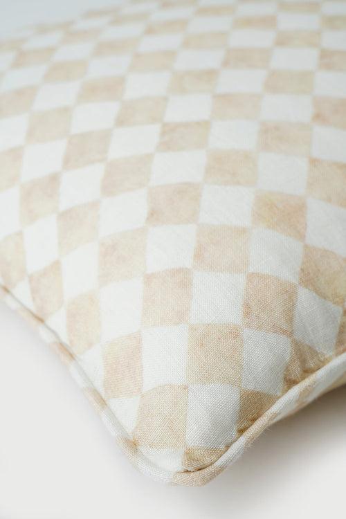 Checker Beige Oblong Cushion Cover by Sanctuary Living