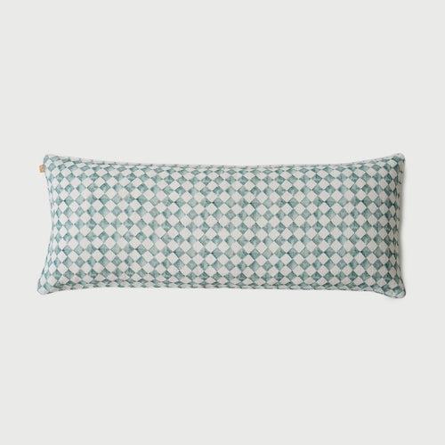 Checker Blue Lumbar Cushion Cover by Sanctuary Living