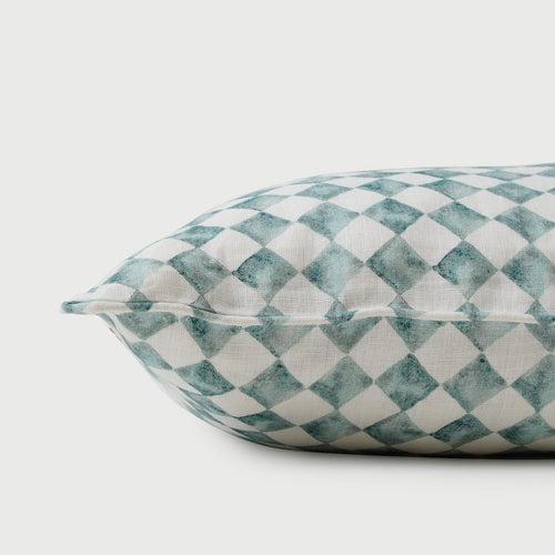 Checker Blue Lumbar Cushion Cover by Sanctuary Living