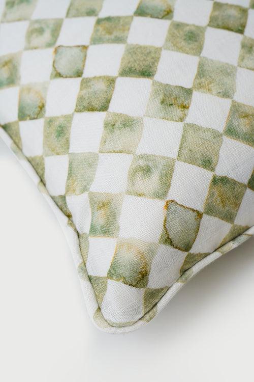 Checker Green Oblong Cushion Cover by Sanctuary Living