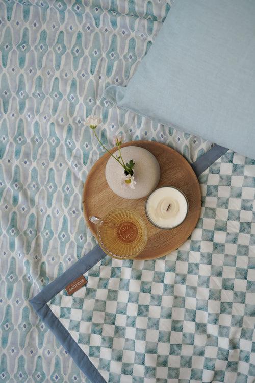 Mosaic Blue Linen Bedspread by Sanctuary Living