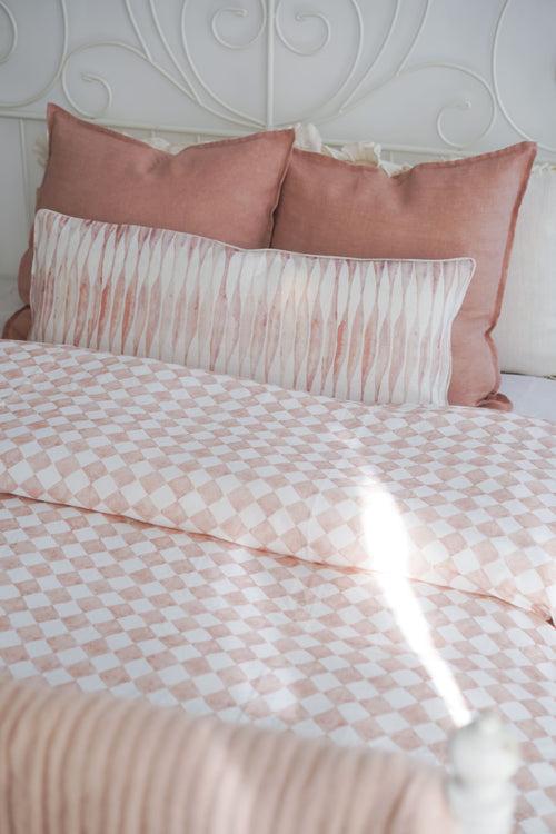 Checker Blush Linen Bedspread by Sanctuary Living