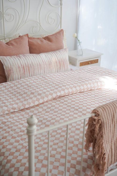 Checker Blush Duvet Cover with 2 Pillow Covers (Set of 3) by Sanctuary Living