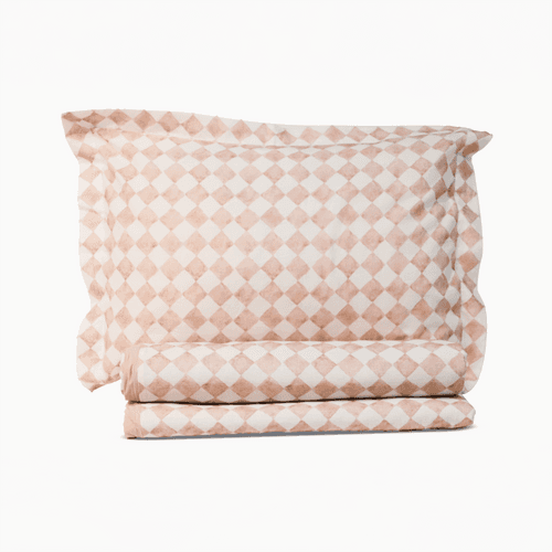 Checker Blush Duvet Cover with 2 Pillow Covers (Set of 3) by Sanctuary Living