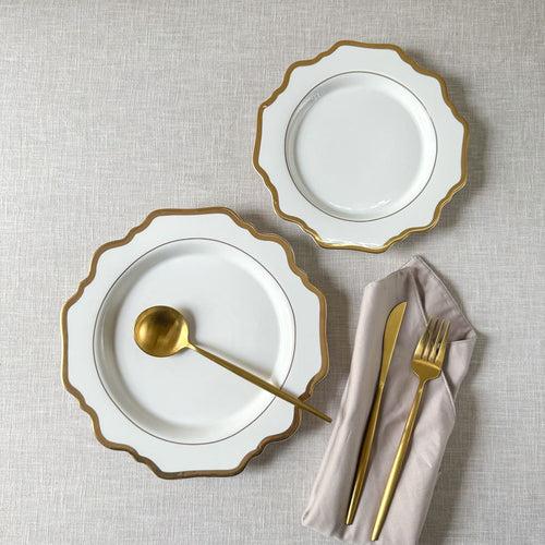 Celestine White Porcelain Side Plate with Gold Rim - Set of 2