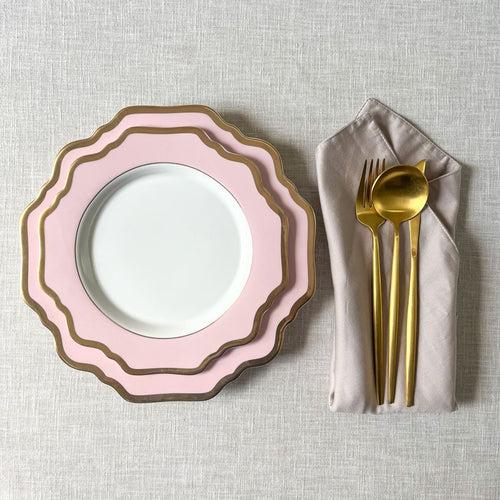 Rosamine Pink Porcelain Side Plate with Gold Rim - Set of 2