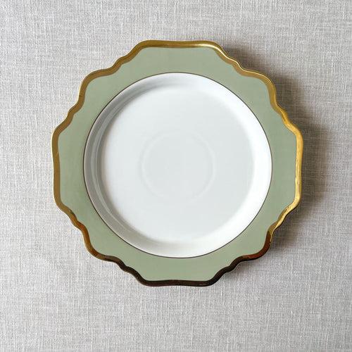 Emeraude Green Porcelain Dinner Plate with Gold Rim - Set of 2