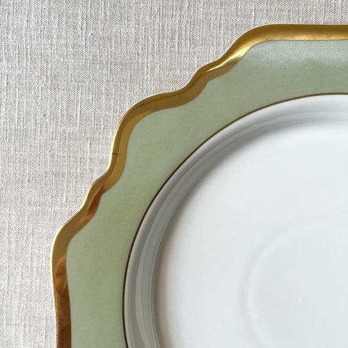 Emeraude Green Porcelain Dinner Plate with Gold Rim - Set of 2