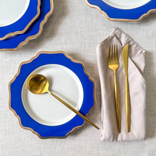 Margaux Blue Porcelain Side Plate with Gold Rim - Set of 2