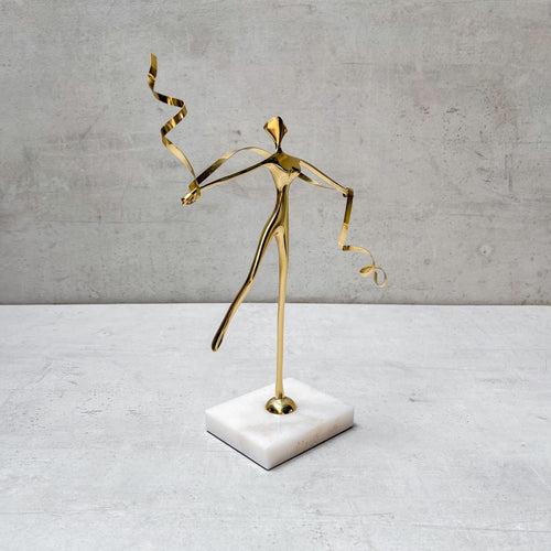 Golden Ballet of Silk Brass Sculpture