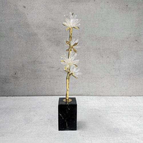 Ardenia Golden Flora Brass and Crystal Sculpture