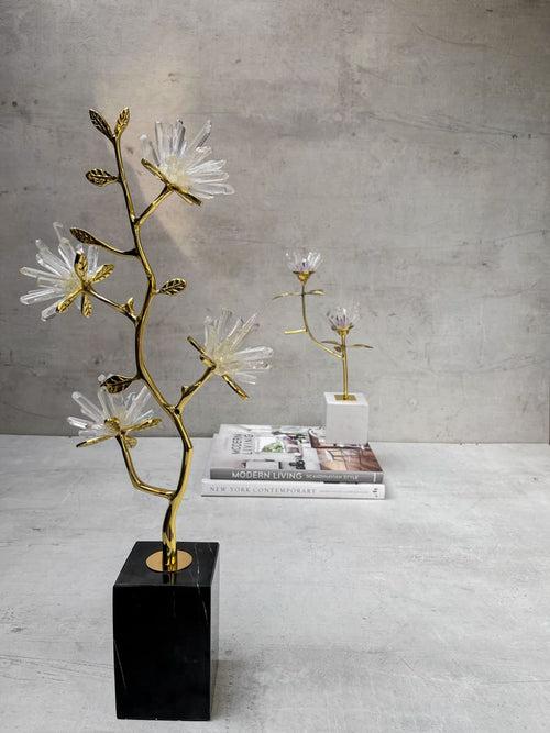 Ardenia Golden Flora Brass and Crystal Sculpture