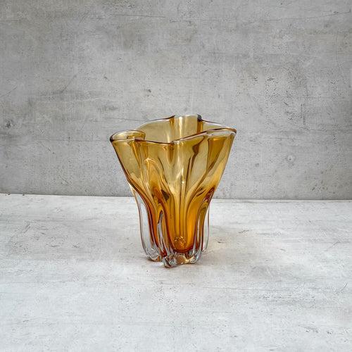 Cadyn Amber Opulent Glass Vase (Small)