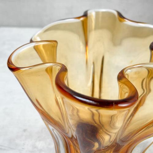 Cadyn Amber Opulent Glass Vase (Small)