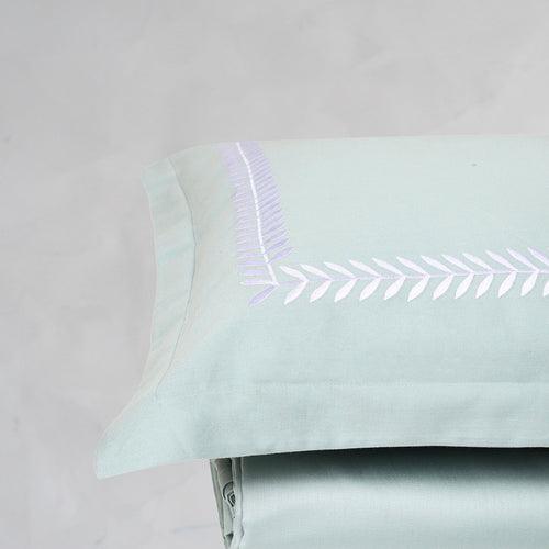 Spring Frosty Green Cotton Sateen Bed Sheet by Veda Homes