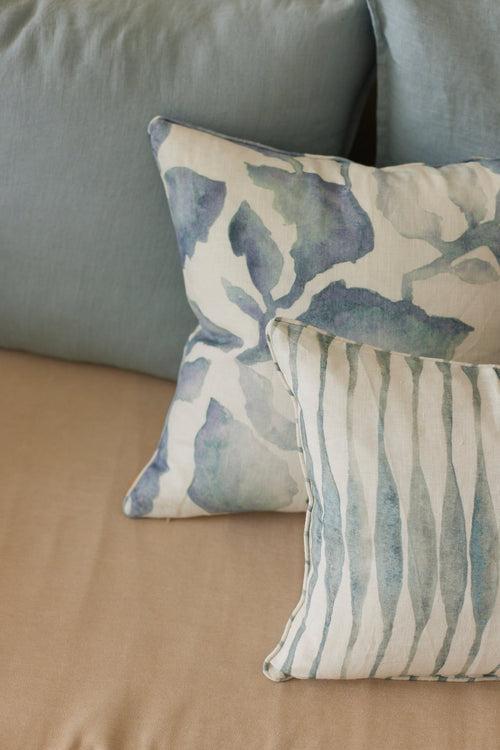 Ripple Blue Oblong Linen Cushion Cover by Sanctuary Living