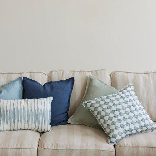 Ripple Blue Oblong Linen Cushion Cover by Sanctuary Living