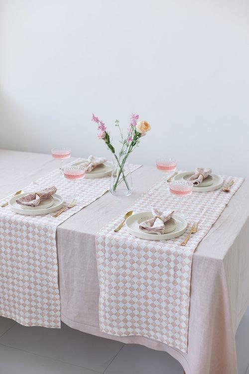 Soft Pink Linen Table Cover (4 seater) by Sanctuary Living