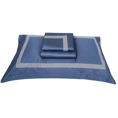 Waffle Moonlight Blue Cotton Sateen Bed Sheet by Veda Homes